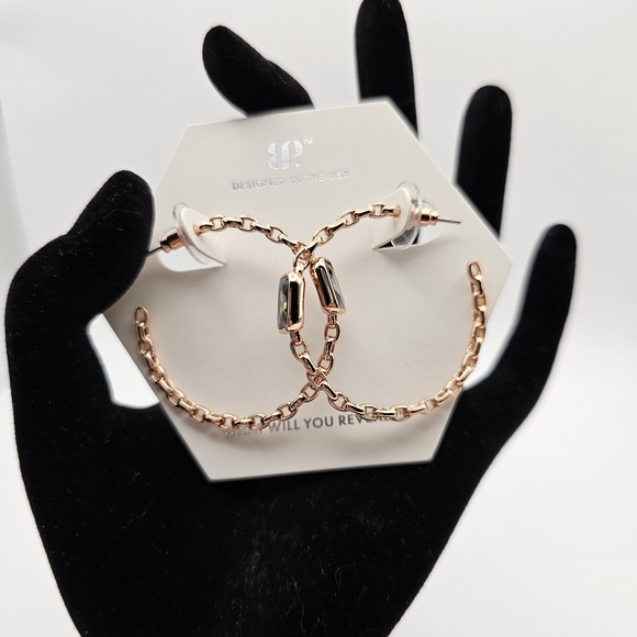 NEW Bomb Party "Subtle Statements" June Earrings Hoops Alexandrite on Rose Gold - Picture 5 of 6